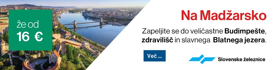 Oglas za potovanje z vlakom v Budimpešto.