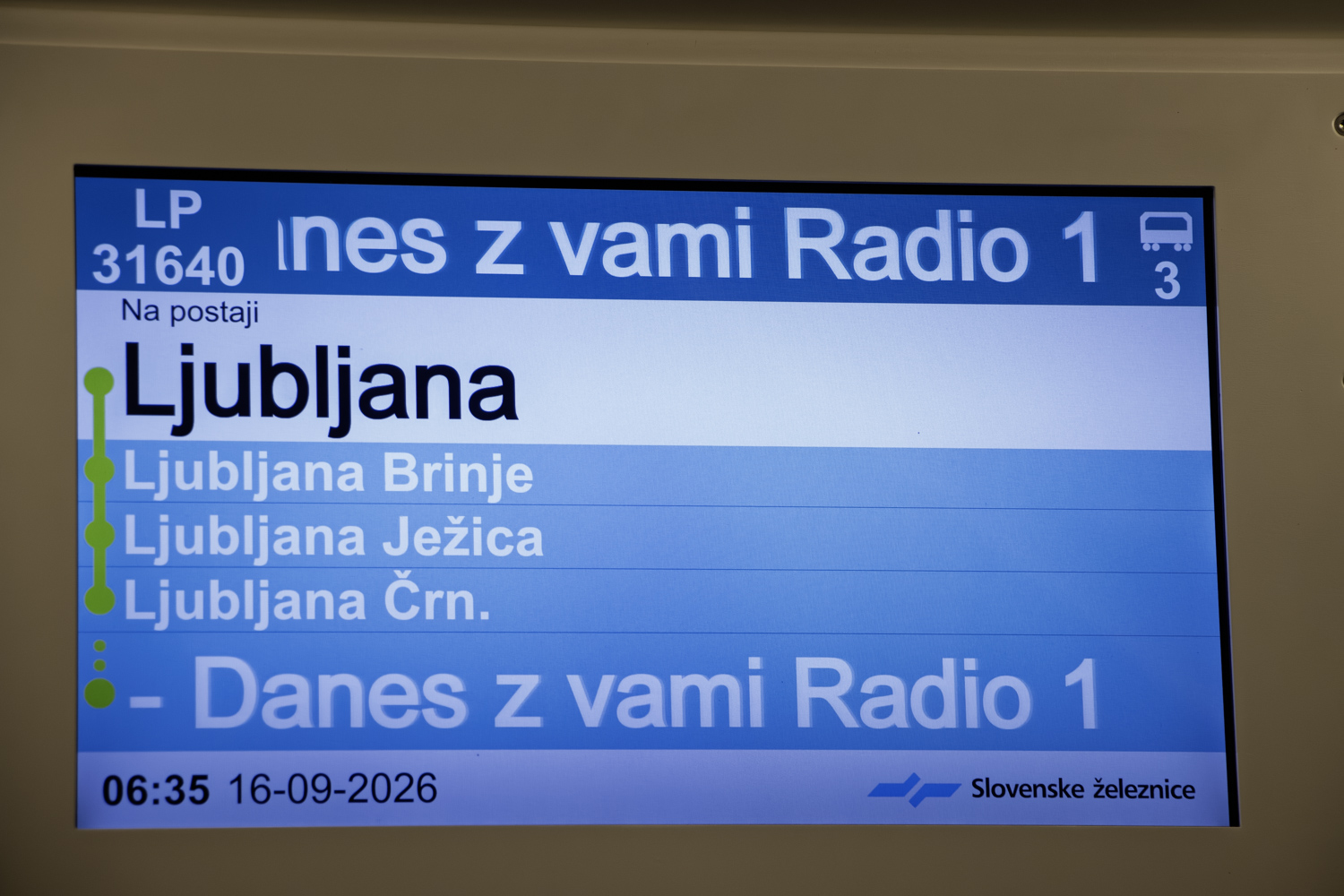 Radio 1 na vlaku.