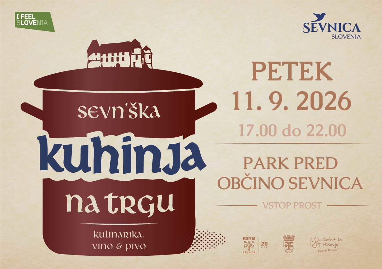 Plakat za dogodek Sevniška kuhinja.
